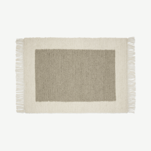 Canley Textured Wool Border Rug, Large 160 x 230cm, Ecru & Taupe