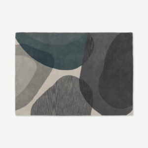 Holt Wool Rug, Large 160 x 230cm, Grey and Teal