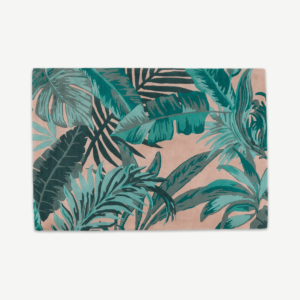 Jangala Botanical Wool Rug, Large 160 x 230cm, Pink and Teal