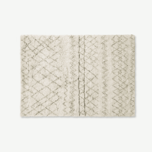 Ayla Luxury Moroccan Style Wool Berber Rug, Large 160 x 230cm, Off White