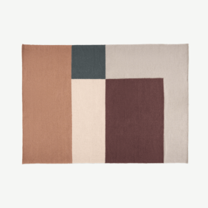 Noaz Wool Flatweave Rug, Large 160 x 230 cm, Terracotta & Grey