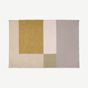 Noaz Wool Flatweave Rug, Large 160 x 230 cm, Yellow & Grey