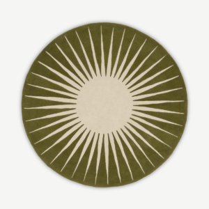 Vaserely 100% Wool Round Rug, 200 cm, Moss Green