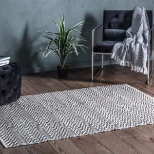 Callisto Large Bold Flat Weave Rug In Black And Cream
