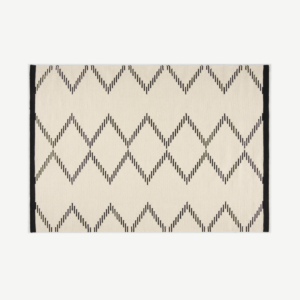 Tam Wool Blend Flatweave Rug, Large 160 x 230 cm, Black & Off-White