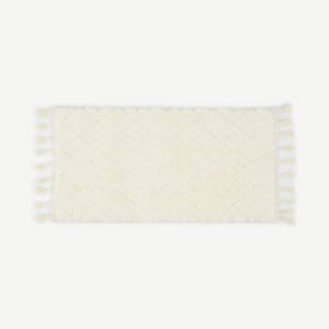 Kameli High Pile Berber Style Bedside Runner, 60 x 110 cm, Off-White Pattern
