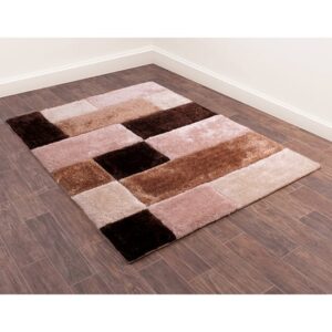 Blocks Polyester 120x170cm 3D Carved Rug In Natural