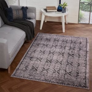 Arabella Opaque 150x230cm Damask Pattern Rug In Black