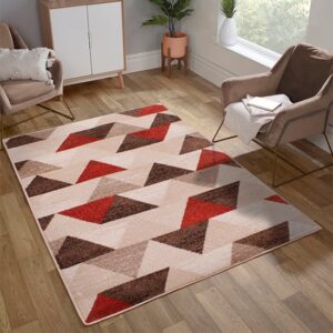 Spirit 66x230cm Triangle Design Rug In Ochre And Terra